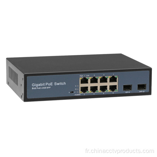 8 PORT GIGABIT CCTV POE Switch avec SFP